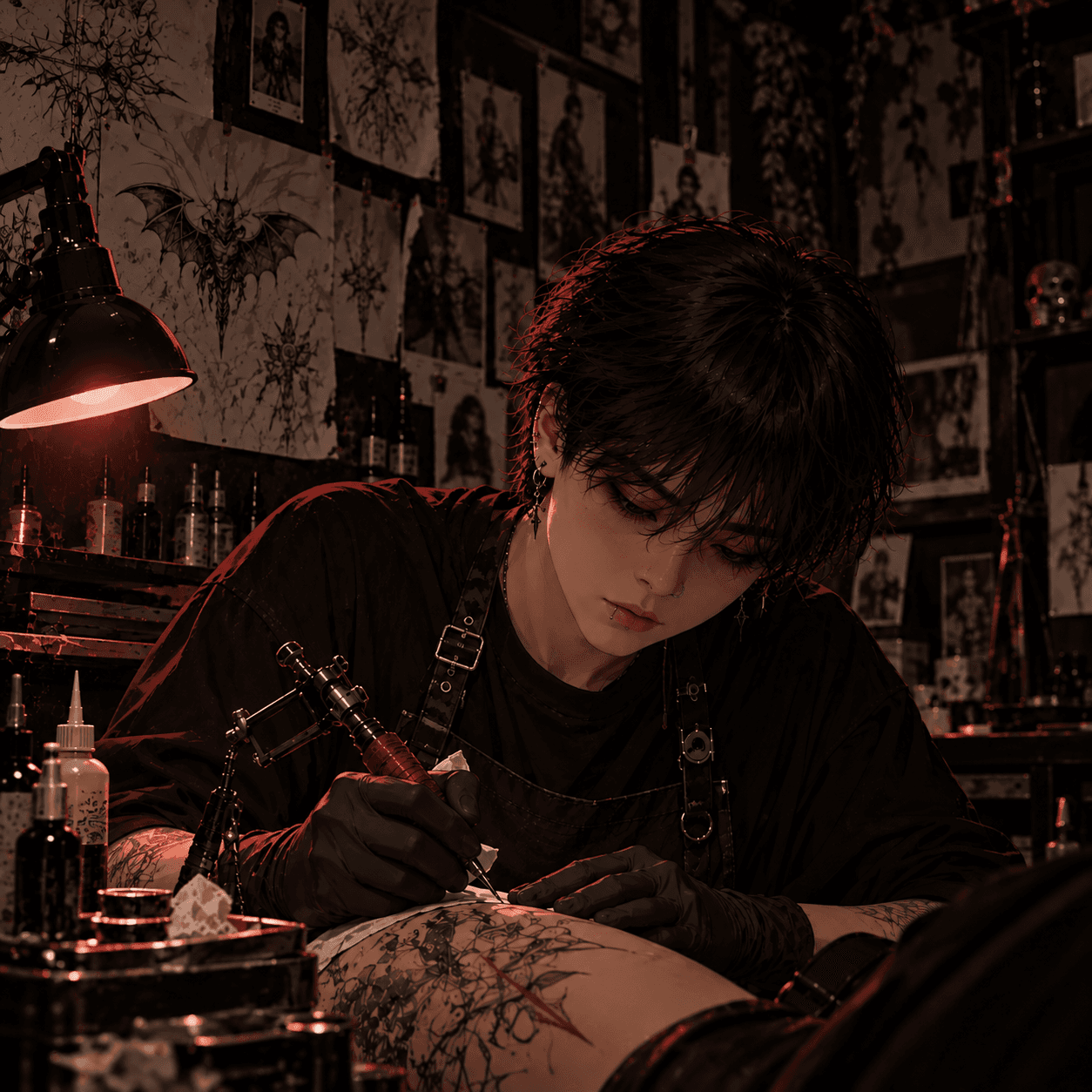 Vesper tattooing a client